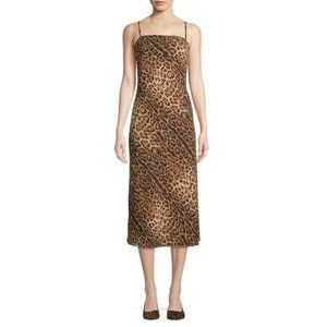 Scoop NYC Leopard Print Cowl Neck Spaghetti Strap Midi Dress